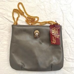 Ruth Saltz vintage gray leather with gold chain